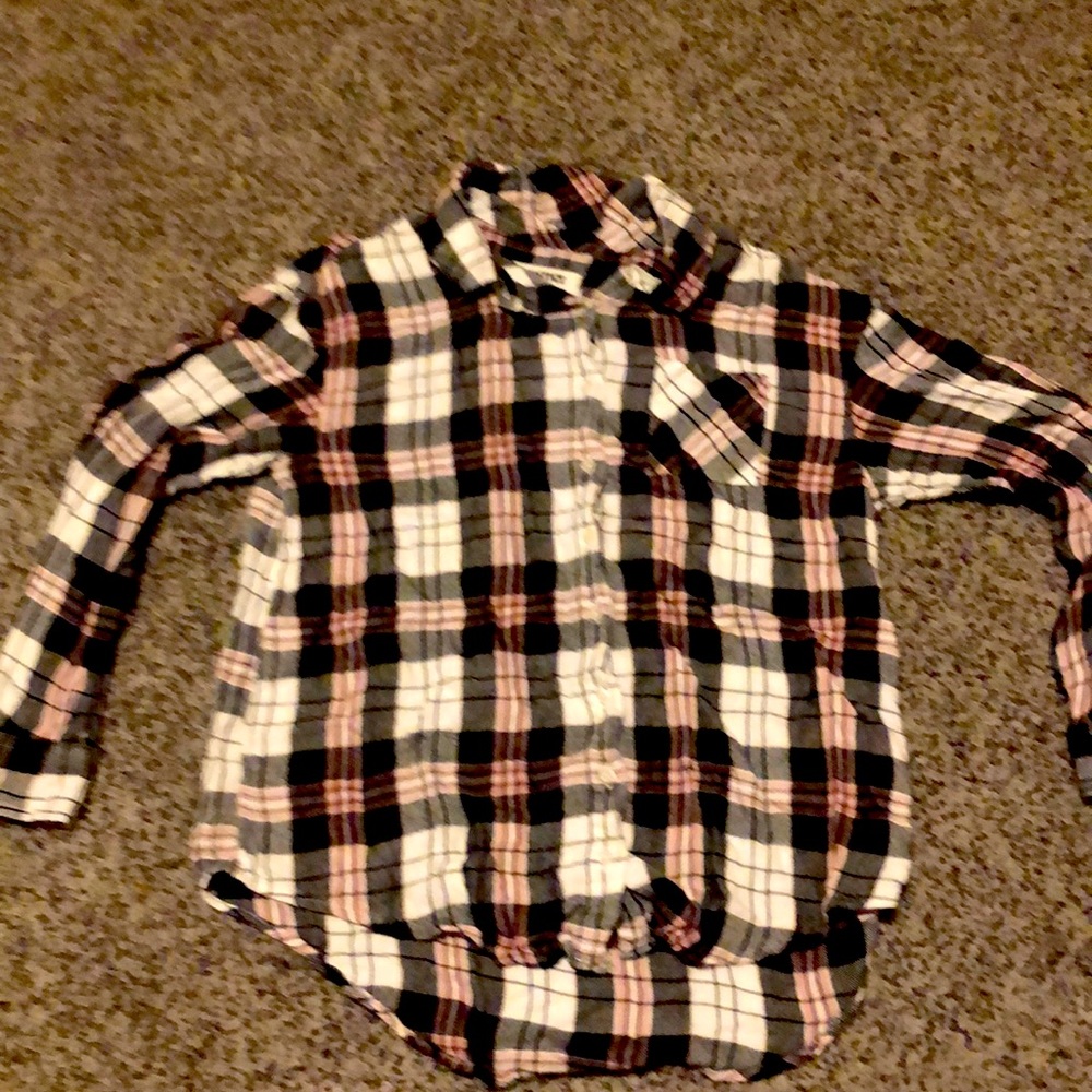 Pink, white, and black flannel